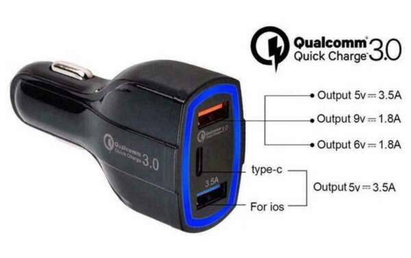 35 Watt 3-Port Fast Charging Car Charger QC 3.0 3.5A USB Ports PD Type-C B4HP - Image 2