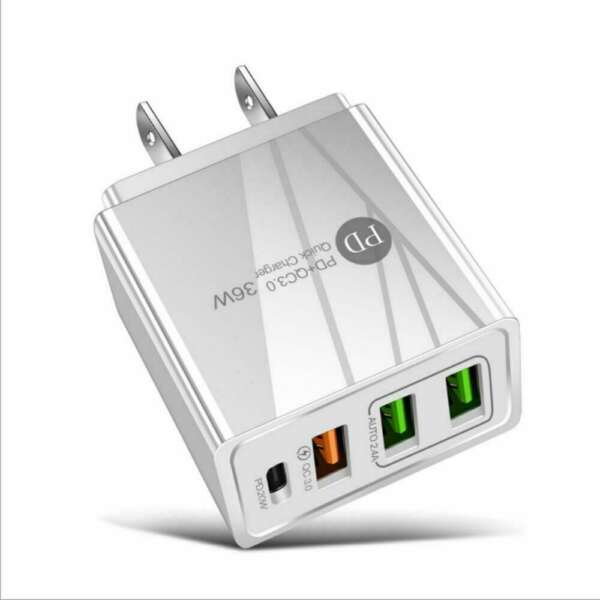 36W Wall Fast Charger Adapter QC3.0 USB Type-C PD 20W Plug Quick Charge 4 Ports - Image 2