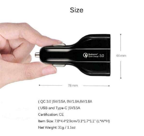 35 Watt 3-Port Fast Charging Car Charger QC 3.0 3.5A USB Ports PD Type-C B4HP - Image 5